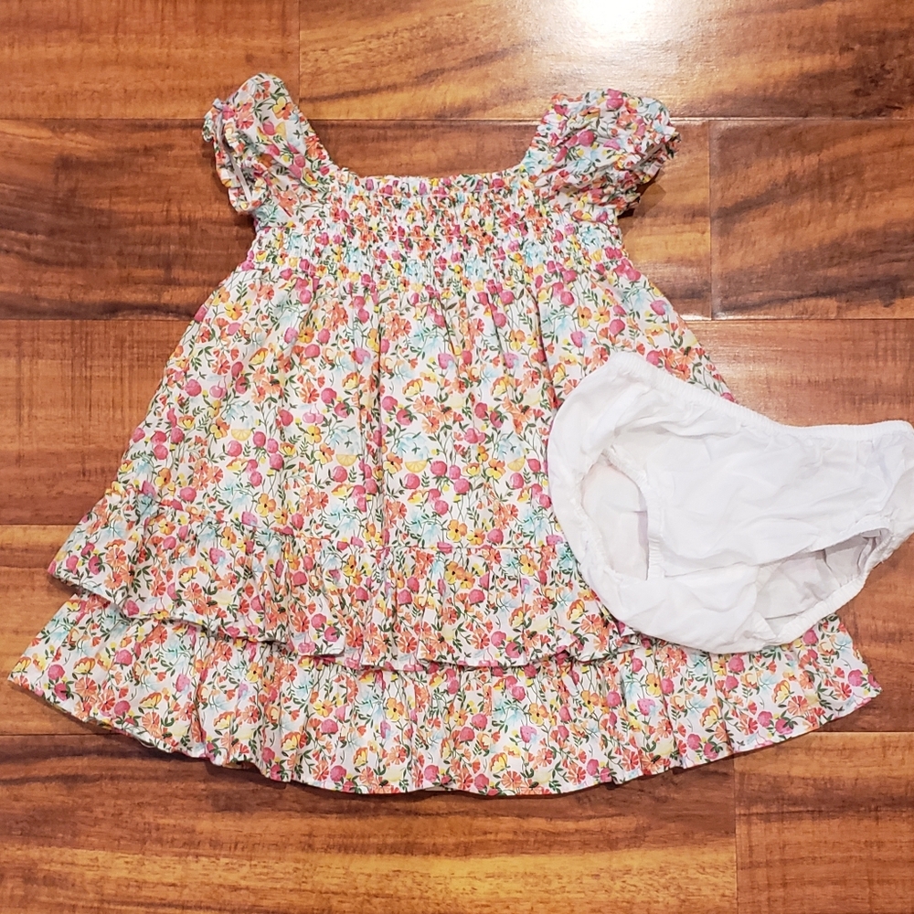 Janie and jack 12-18 months colorful floral print tiered dress w/ diaper cover